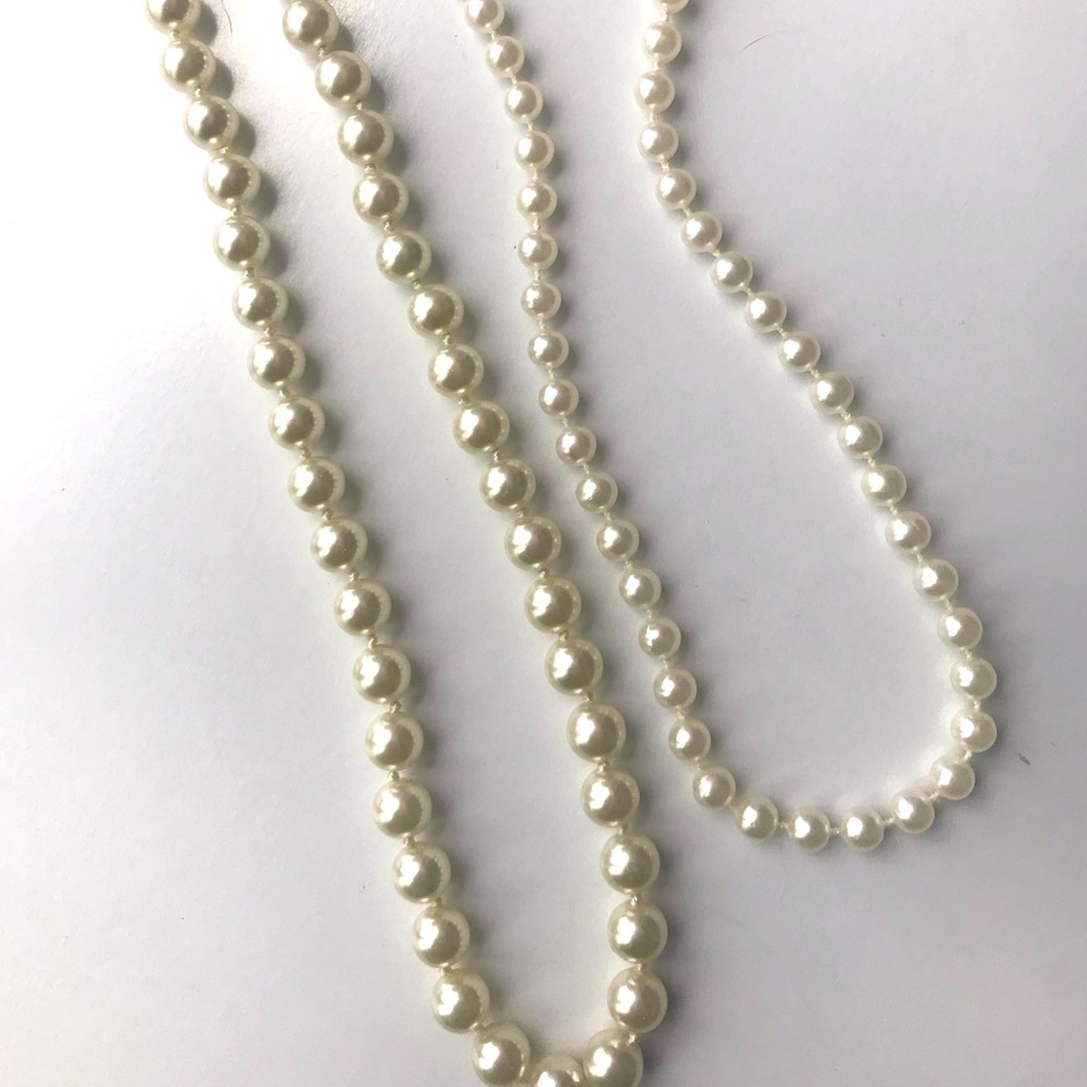 2 Vintage Choker Length Faux Pearl Necklaces